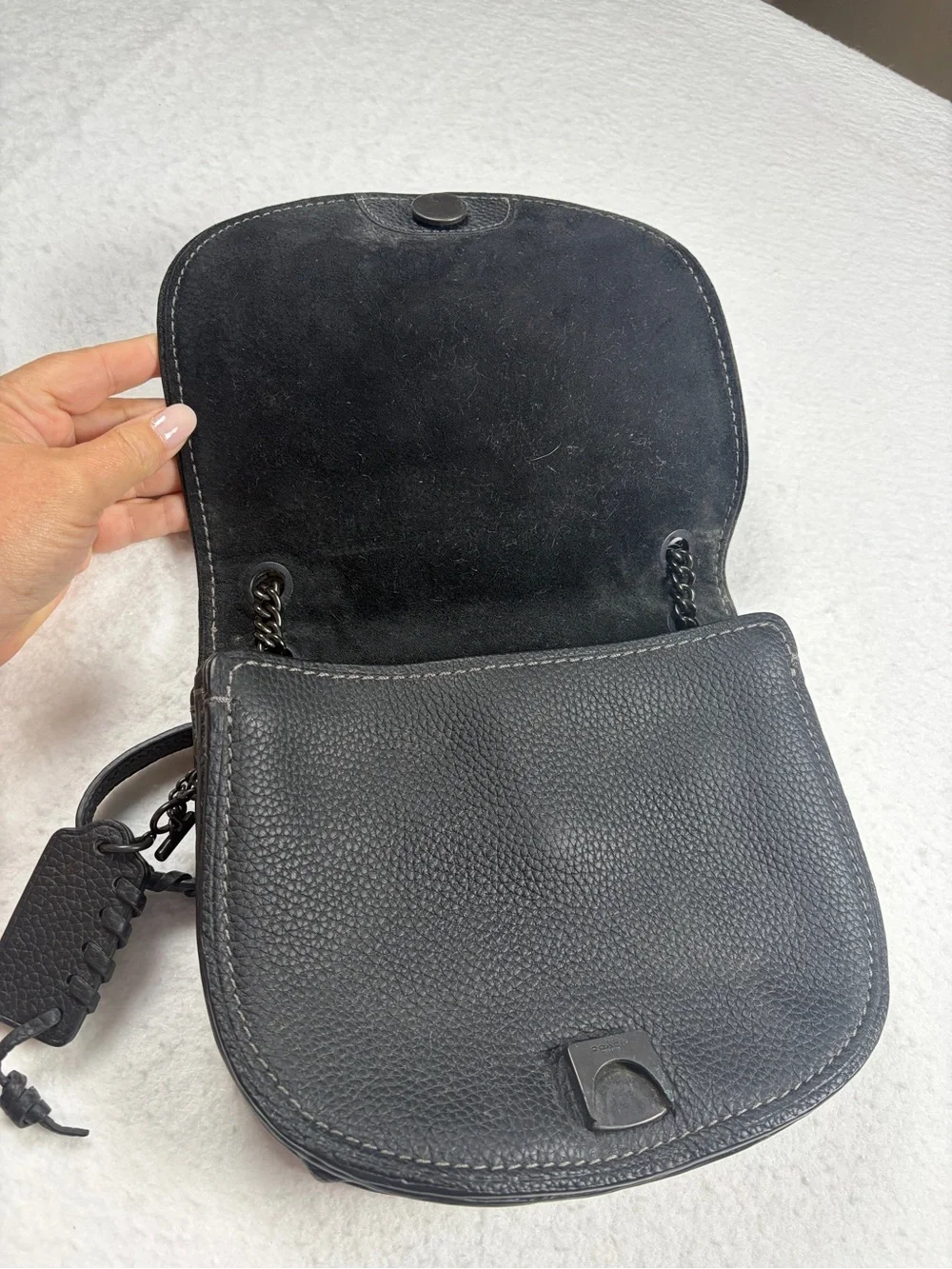 Black Coach SHADOW‎ crossbody in pebble leather